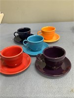 5 Fiesta Cups and Saucers