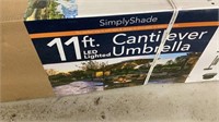 11 foot LED lighted cantilever umbrella by s