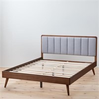Upholstered Vertical Channel Platform Wood Bed, Tw