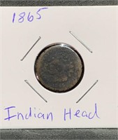 1865 Indian Head Penny Civil War Era US Mint Coin