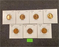 7 UNCIRCULATED LINCOLN PENNIES