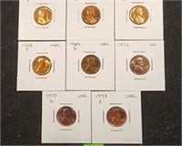 8 UNCIRCULATED LINCOLN PENNIES