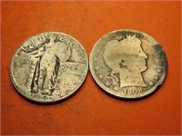 1929 Standing Liberty-1908 Barber Quarters