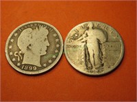 1928 Standing Liberty- 1899 Barber Quarters