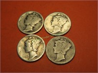 1919-20d-23-24d Better Date Mercury Dimes