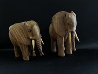 Wood elephant pair