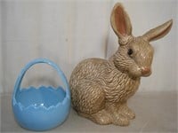 Large ceramic Easter Bunny + Egg basket