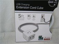 New 5 ft USB~charging extension cord cube