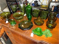 16 - Green Glassware Items