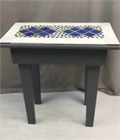Wood And Tile Mosaic Side Table