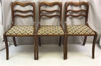 3 Wooden Upholstered Dining Chairs