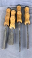 Four Wood Chisels, Lathe Or Hammer