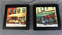 2 Framed Tiles Italian Decor Street Scenes