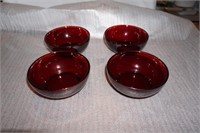 Set of 4 Ruby Red Salad Bowls