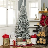 6ft Snow Flocked Artificial Pencil Christmas Tree