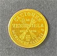 REALLY FINE VENEZUELAN PURE GOLD COIN