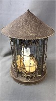 Lantern With Bird And Nest Metal And Glass