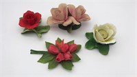 4 Porcelain Roses Napolean, Russ & Capidomnte