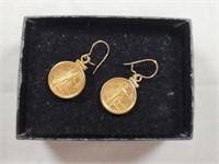 2-1/10 Oz. 1986 5 Dollar Gold Coin Earrings