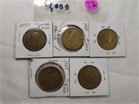 5-Mexican $1,000 Coins