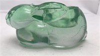 Vintage Easter Rabbit Votive Green Glass
