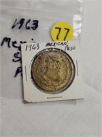 1963 Silver Mexican 1 Peso