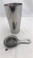 Vintage Cocktail Shaker With Strainer Stainless