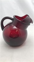 Vintage Pitcher Glass Juice Ruby Red