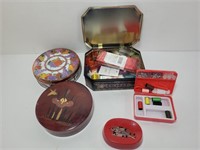 Singer Sewing Machine Tin, Fruit Tin And Paper