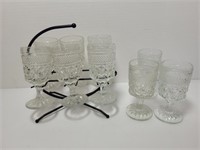 Lot if 9 Wexford Glass Pedestal Wine Glasses