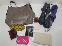 2 purses, 4 Wallets, Mirror and 3 Umbrellas