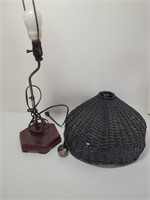 Lamp with Black Wicker Shade