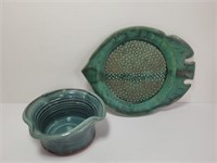 Vintage Pottery Pot and Fish Platter
