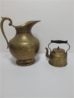Vintage Brass Pitcher and Vintage Brass Small Tea