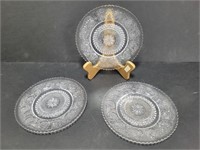3 Vintage Clear Glass 7" Wide Plate