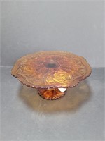 Vintage Imperial Amber Glass Cake Stand