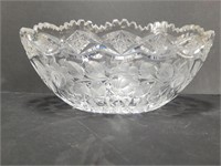Vintage Oval Etched Lead Crystal Serving Bowl