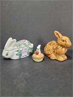 3 Vintage Ceramic Bunny Rabbits
