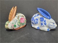 2 vintage Ceramic Bunny Rabbits