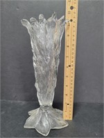 Vintage Leaf Cut Glass Vase