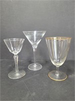 3 Vintage Wine Glasses