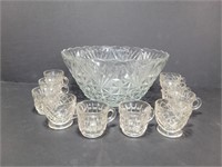 Vintage Punch Bowl with 10 Cups
