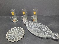 3 Vintage Crystal Cordial Glasses Pasabahce Made