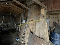 Shed Side Contents - Lumber, Plywood, Wood Table,