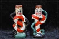 Vintage Anthropomorphic Candy Cane Salt & Pepper