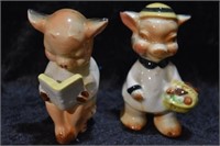 Vintage Mid Century Pigs at Market and Reading