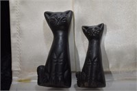 Vintage Redware 2 Pcs Pottery Cat Figurines