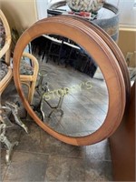 Round 38" Wood Framed Mirror