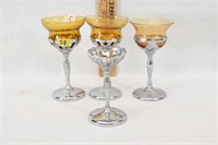 AMBER CAMBRIDGE GLASS IN FARBERWARE HOLDERS