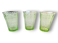 (3) Uranium Glass Juice Glasses